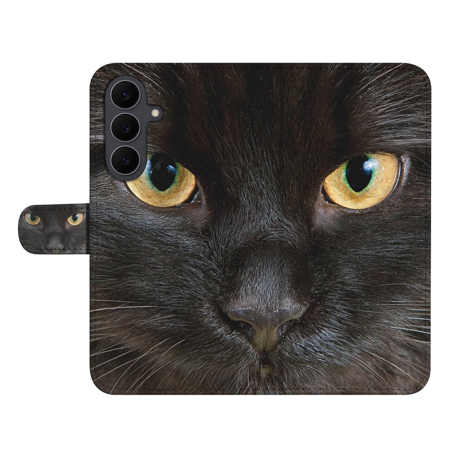 Zwarte Kat book case voor de Samsung Galaxy S26 FE van kunstleer