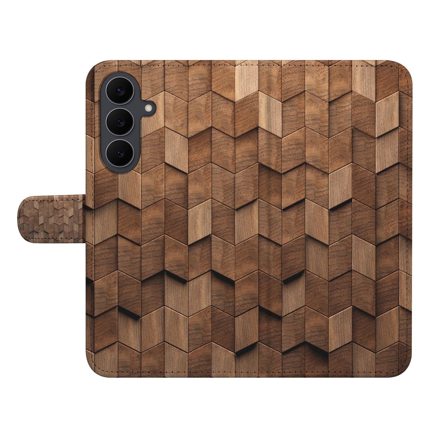 Wooden Cubes design op kunstleren klaphoesje voor de Samsung Galaxy S26 FE