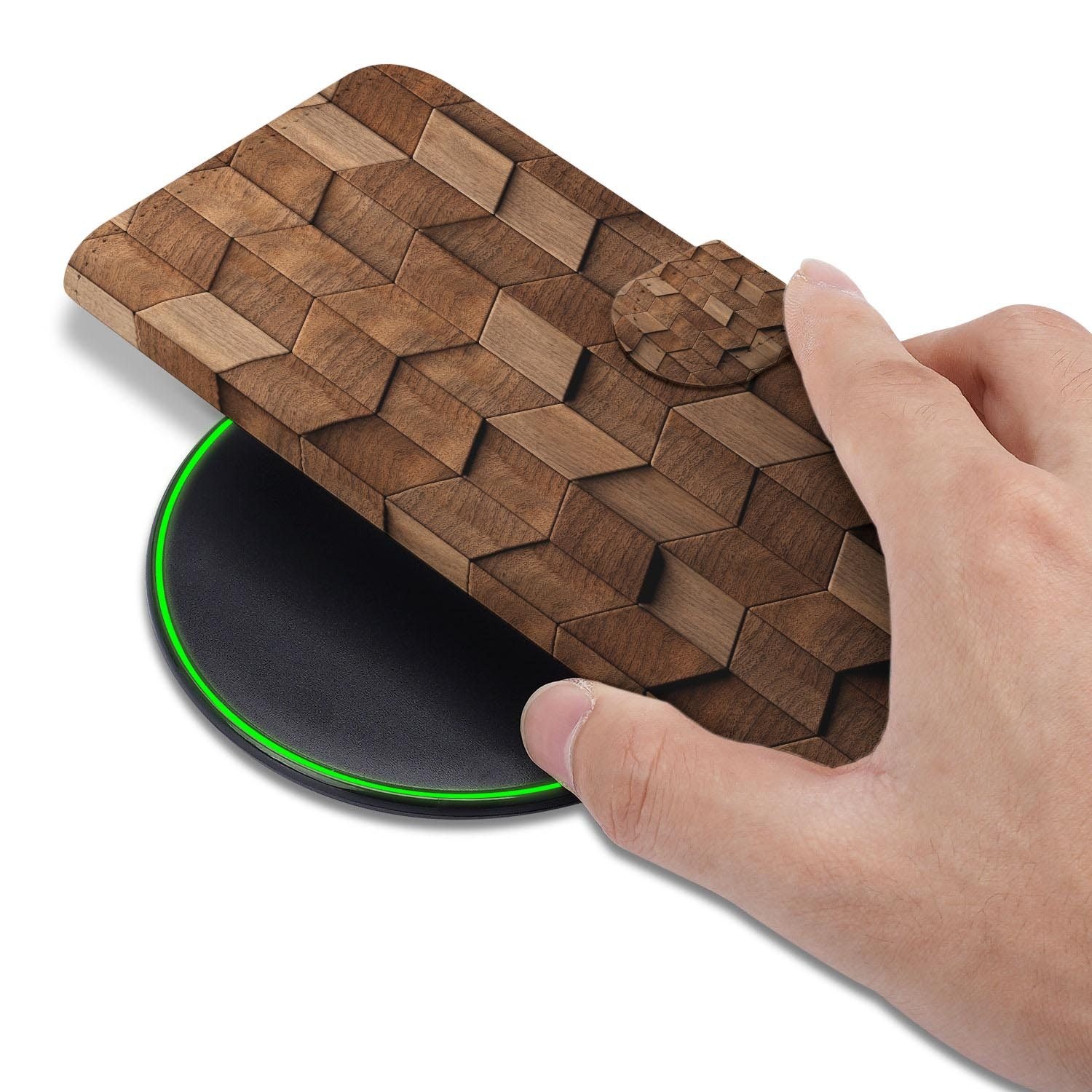 Samsung Galaxy S26 FE wallet hoesje met houten kubussen design Wooden Cubes
