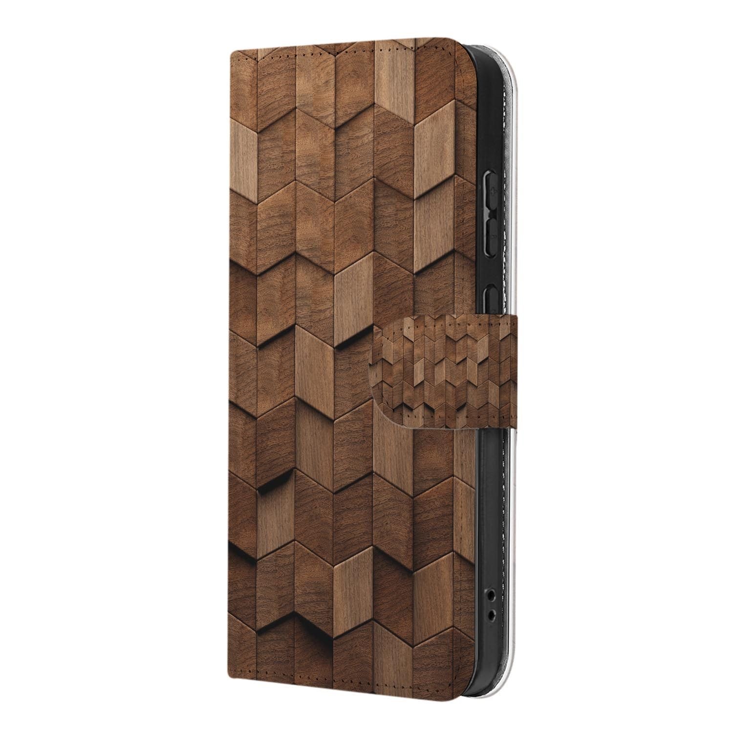 Book case met Wooden Cubes print voor de Samsung Galaxy S26 FE met ruimte voor pasjes