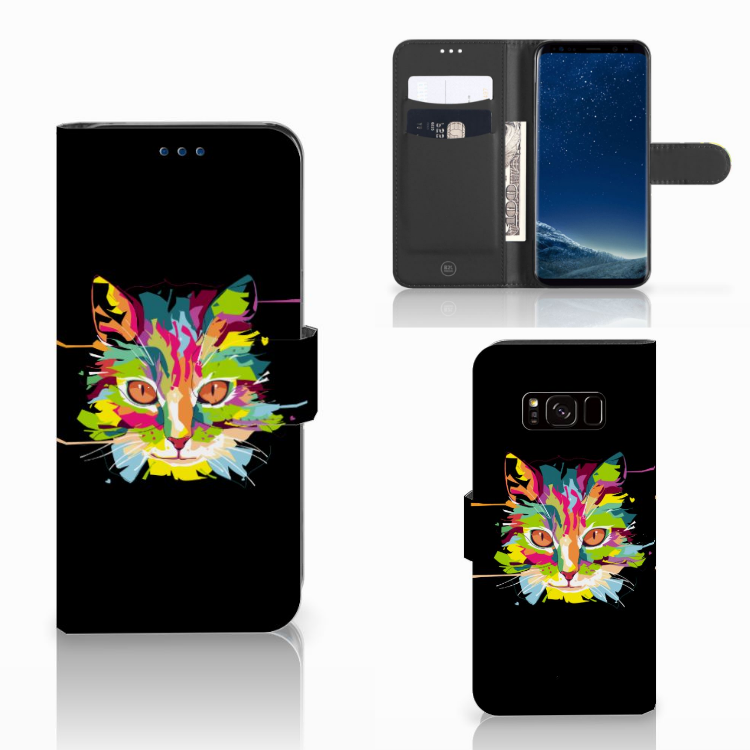 Samsung Galaxy S8 Leuk Hoesje Cat Color kat kleur design vooraanzicht