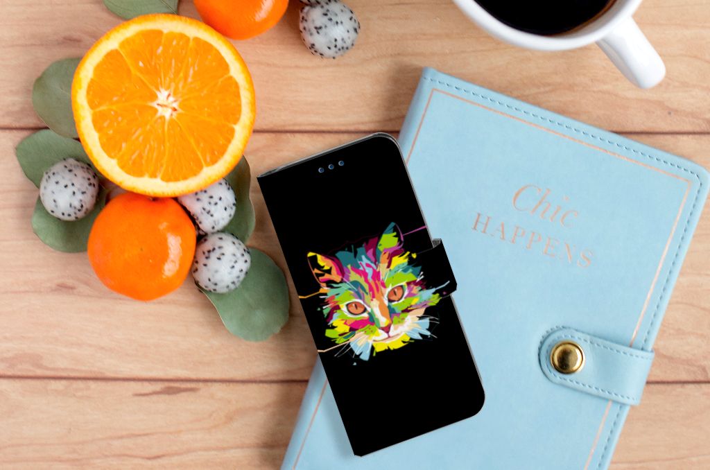 Samsung Galaxy S8 Leuk Hoesje Cat Color kat kleurrijk ontwerp voorzijde