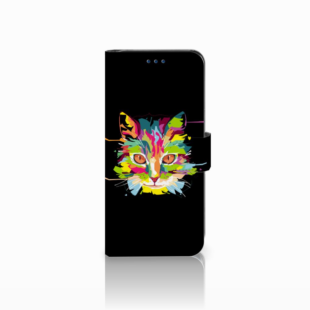 Samsung Galaxy S8 Leuk Hoesje Cat Color kat kleuren zwart voorkant