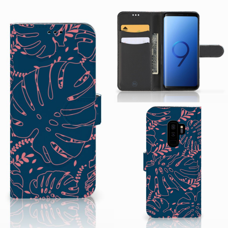 Samsung Galaxy S9 Plus Hoesje Palm Leaves boekhoes palmbladeren design vooraanzicht