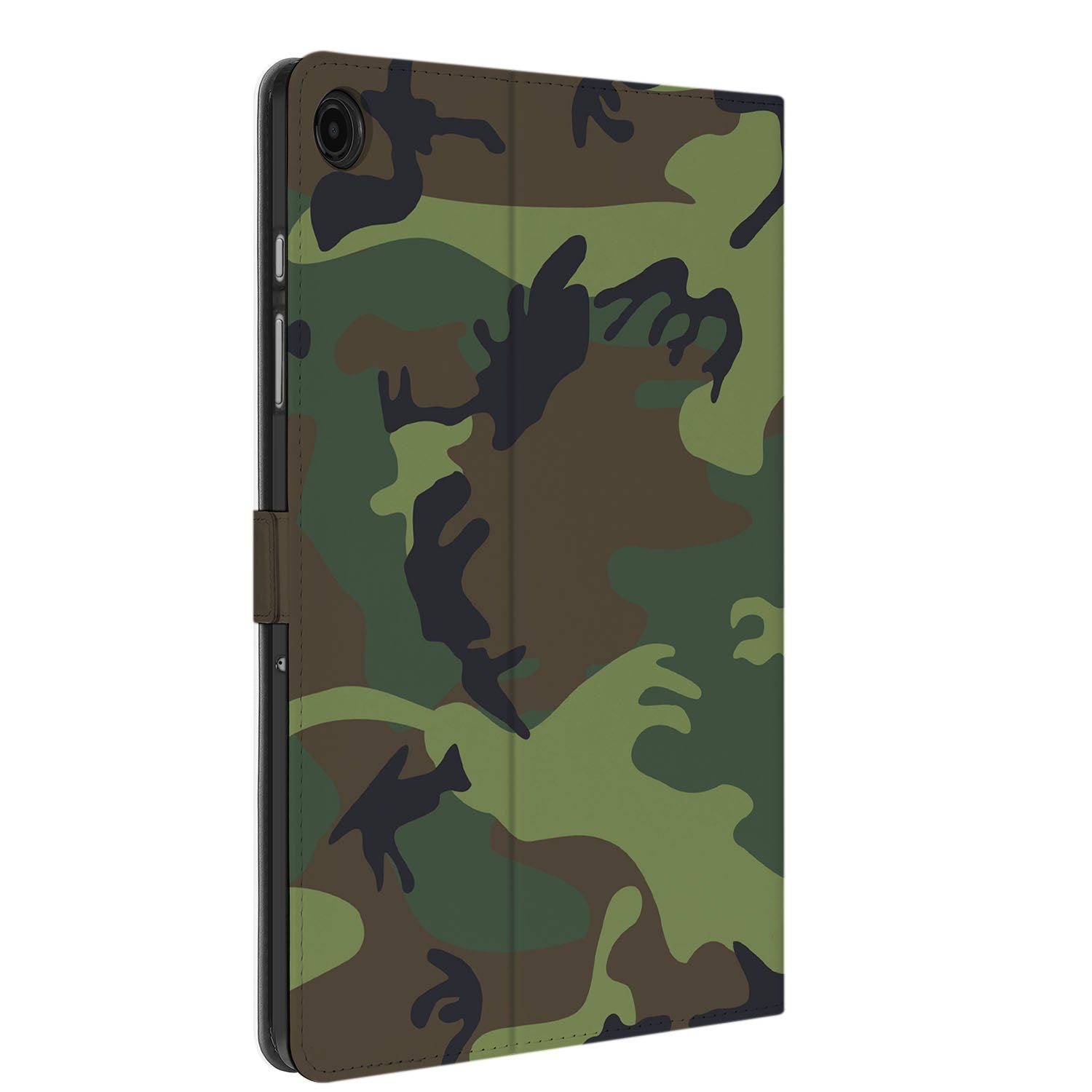 Samsung Galaxy Tab A11 Plus Book Case Hoesje met Standaard Army Dark camouflage design aanzicht