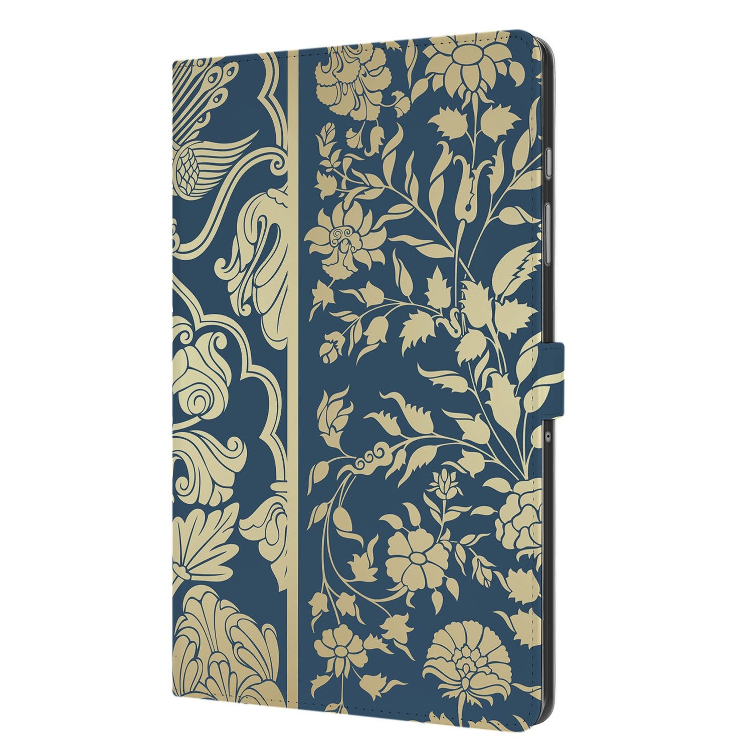 Samsung Galaxy Tab A11 Plus Book Case Hoesje met Standaard Beige Flowers voorkant design bloemen