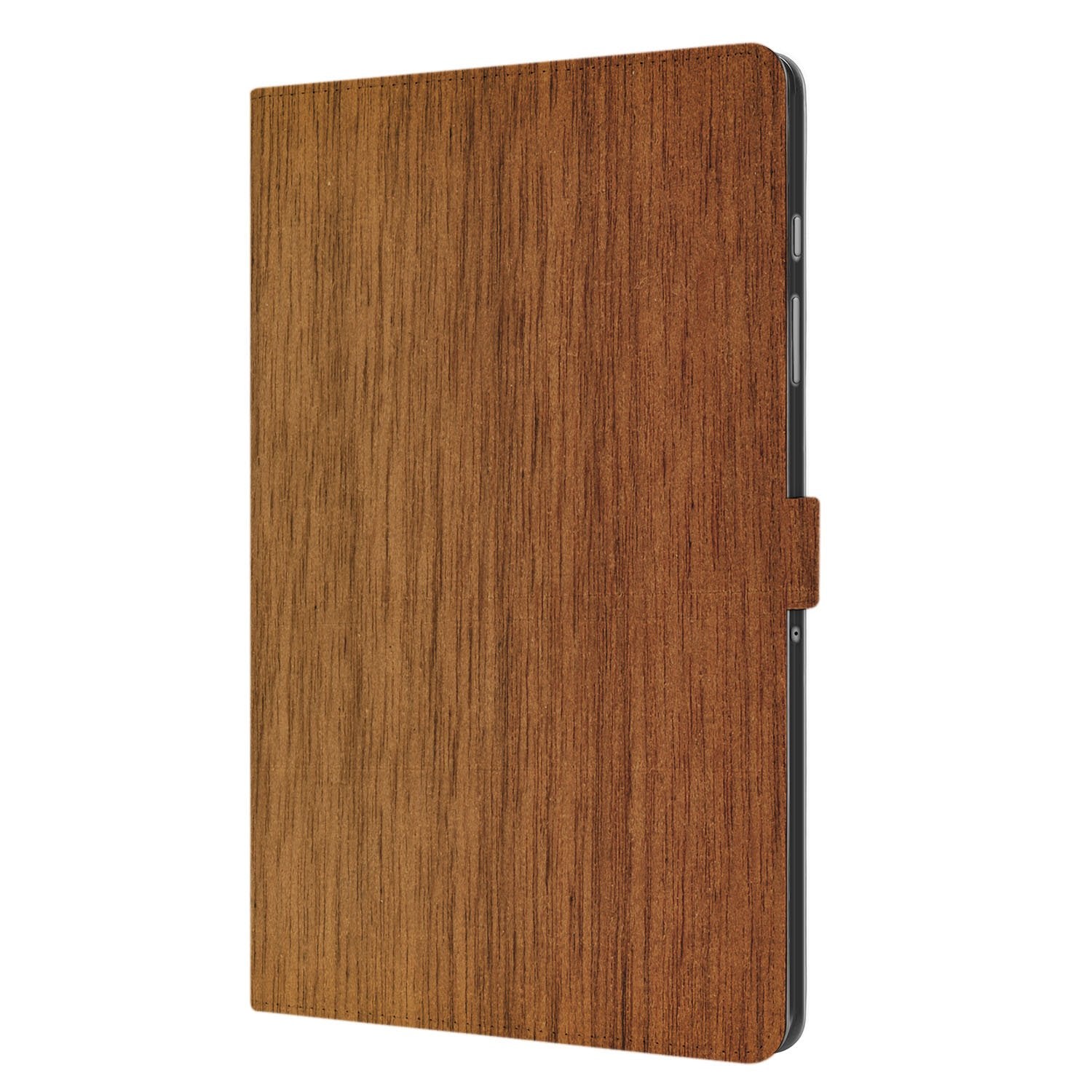 Samsung Galaxy Tab A11 Plus Book Case Hoesje met Standaard Donker Hout achterzijde