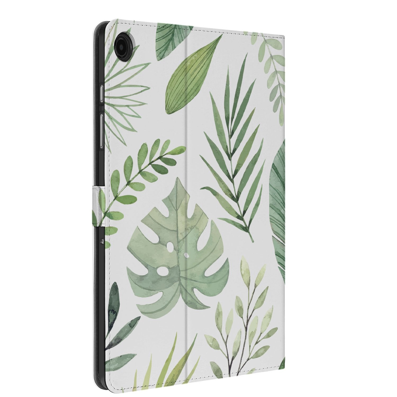 Samsung Galaxy Tab A11 Plus Book Case Hoesje met Standaard Leaves design leaves aanzicht
