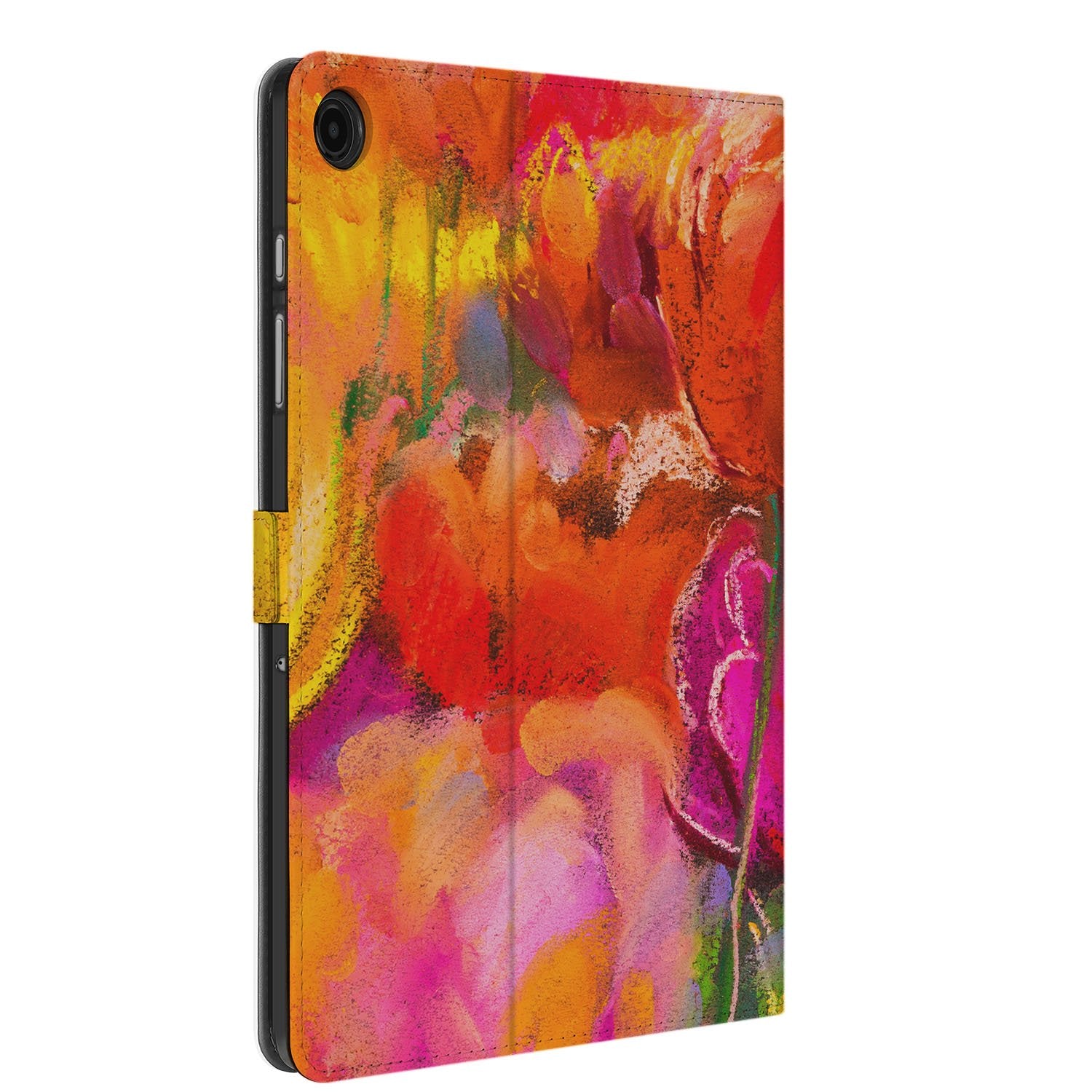 Samsung Galaxy Tab A11 Plus Book Case Hoesje met Standaard Tulips design kleurrijk aanzicht