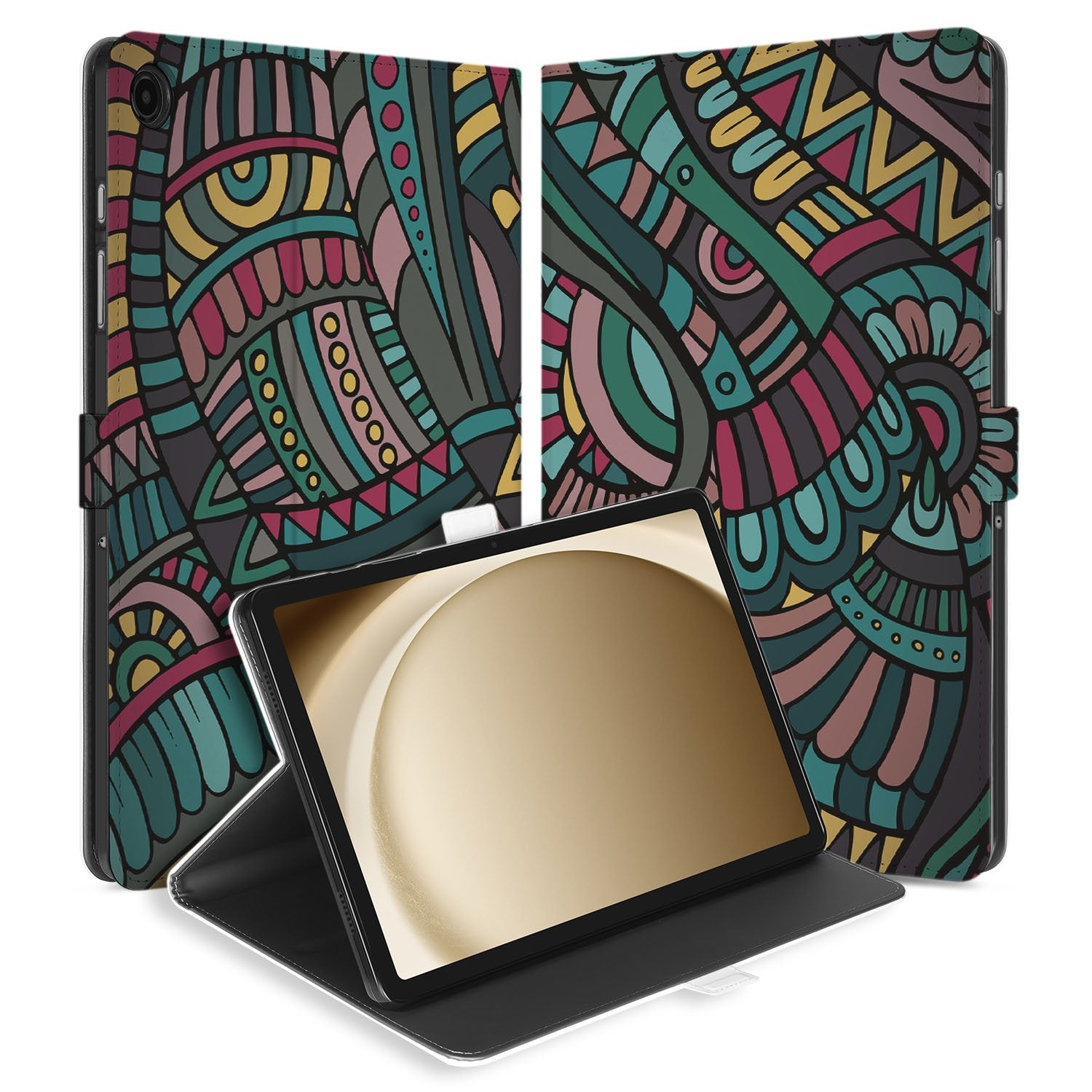 Samsung Galaxy Tab A11 Plus Tablet Hoesje Aztec met Standaard design Aztec aanzicht