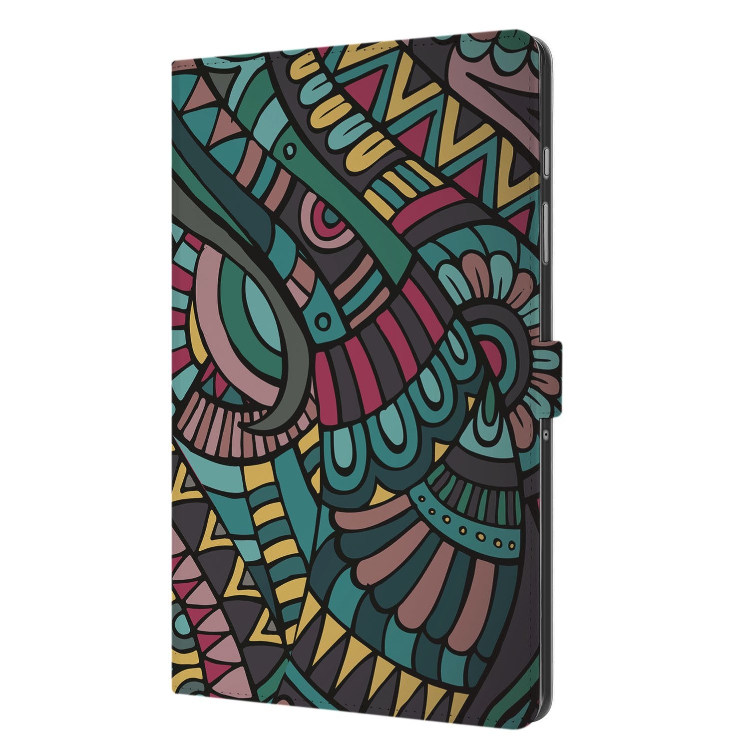 Samsung Galaxy Tab A11 Plus Tablet Hoesje Aztec met Standaard Aztec design zijaanzicht