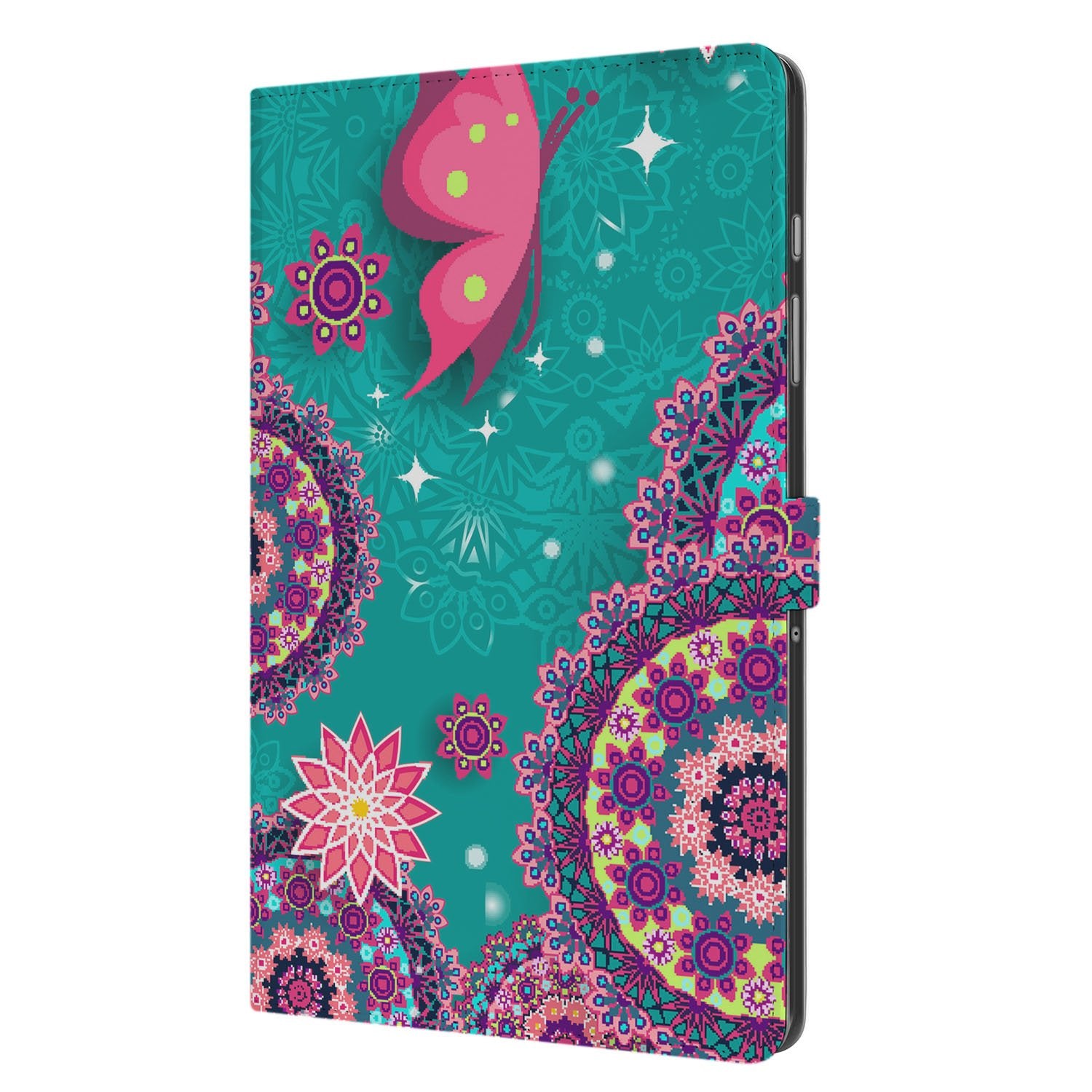 Samsung Galaxy Tab A11 Plus Tablet Hoesje Cirkels en Vlinders met Standaard design Cirkels en Vlinders voorkant