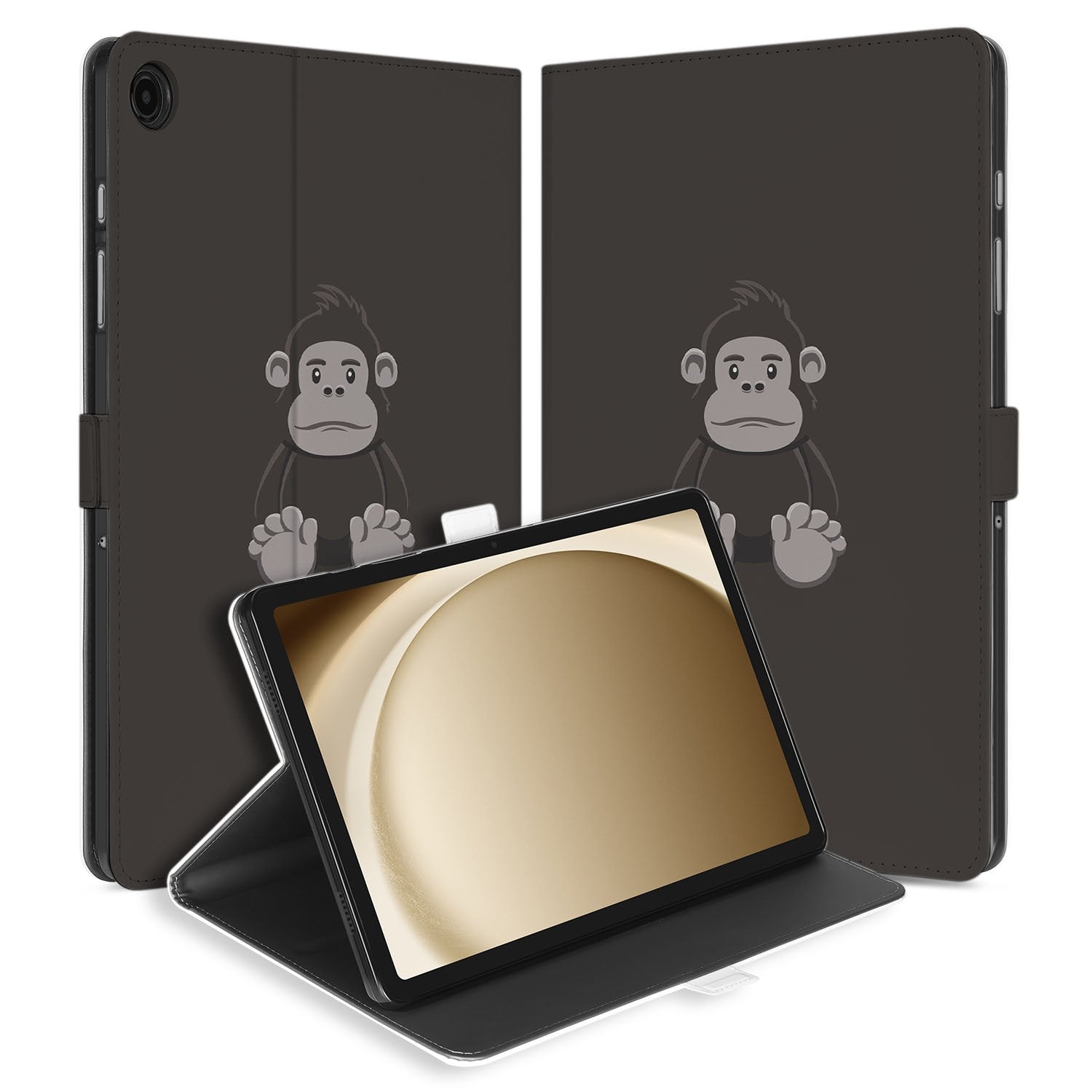 Samsung Galaxy Tab A11 Plus Tablet Hoesje Gorilla met Standaard hoesje gorilla voorkant zijaanzicht
