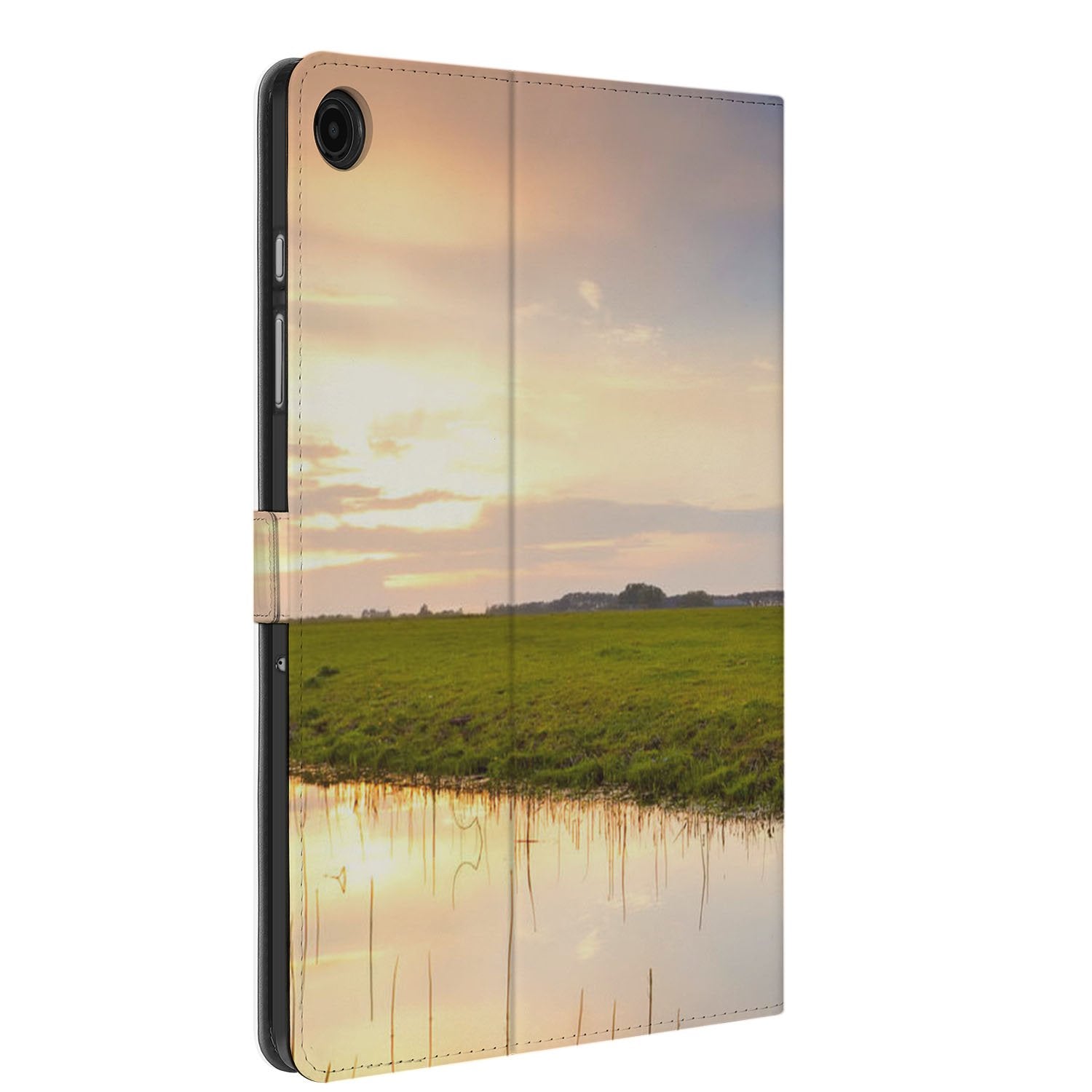 Samsung Galaxy Tab A11 Plus Tablet Hoesje Koe met Standaard koe landschap zij aanzicht