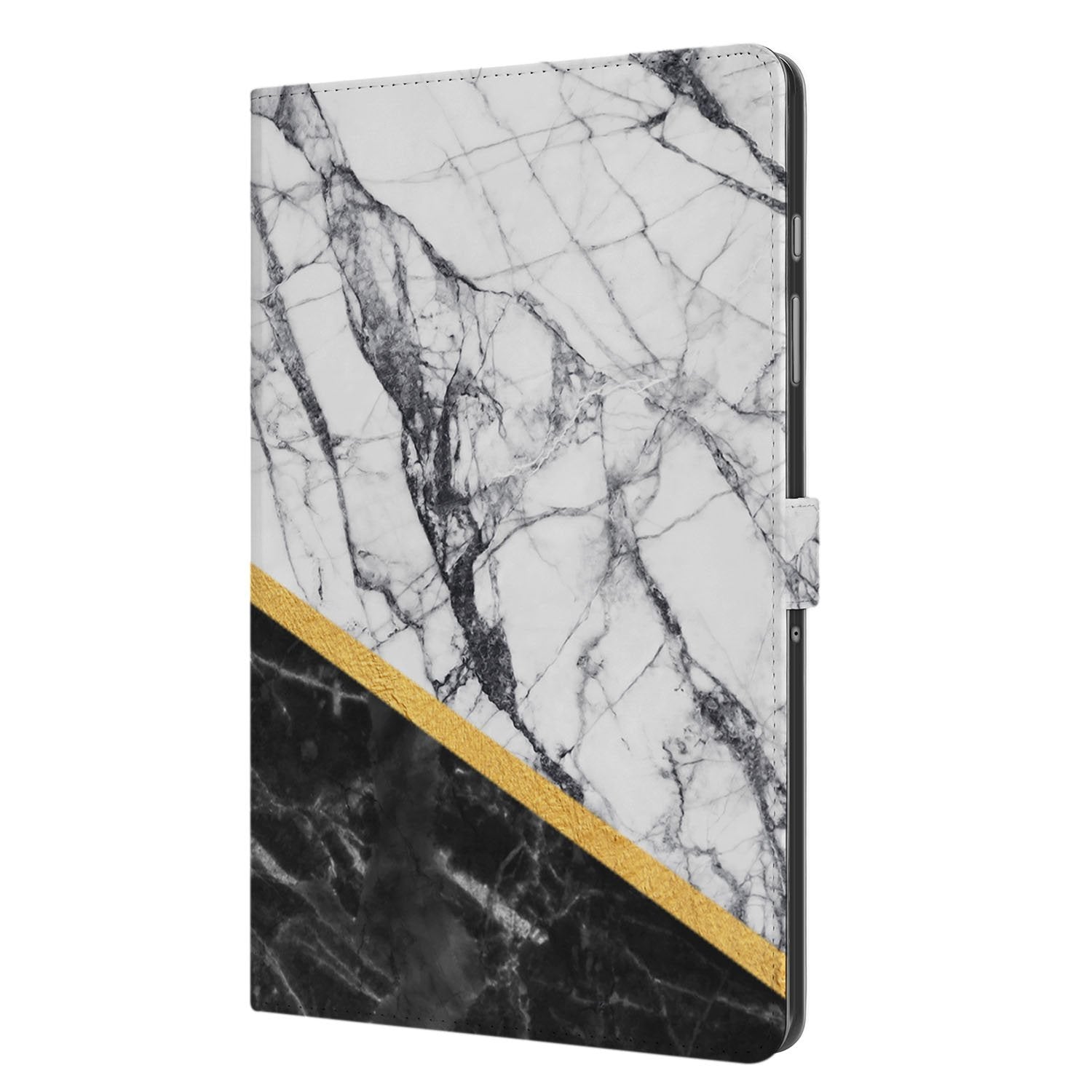 Samsung Galaxy Tab A11 Plus Tablet Hoesje Marble White Black met Standaard design marmer aanzicht