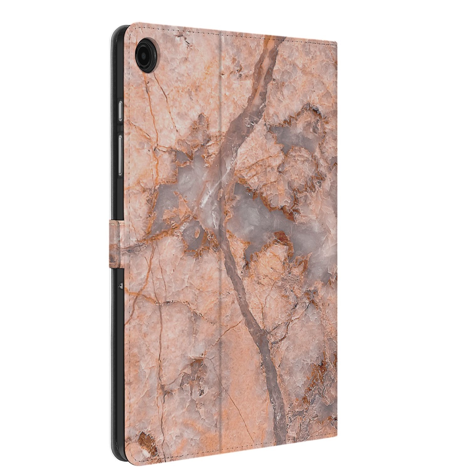 Samsung Galaxy Tab A11 Plus Tablet Hoesje Marmer Oranje met Standaard design marmer aanzicht