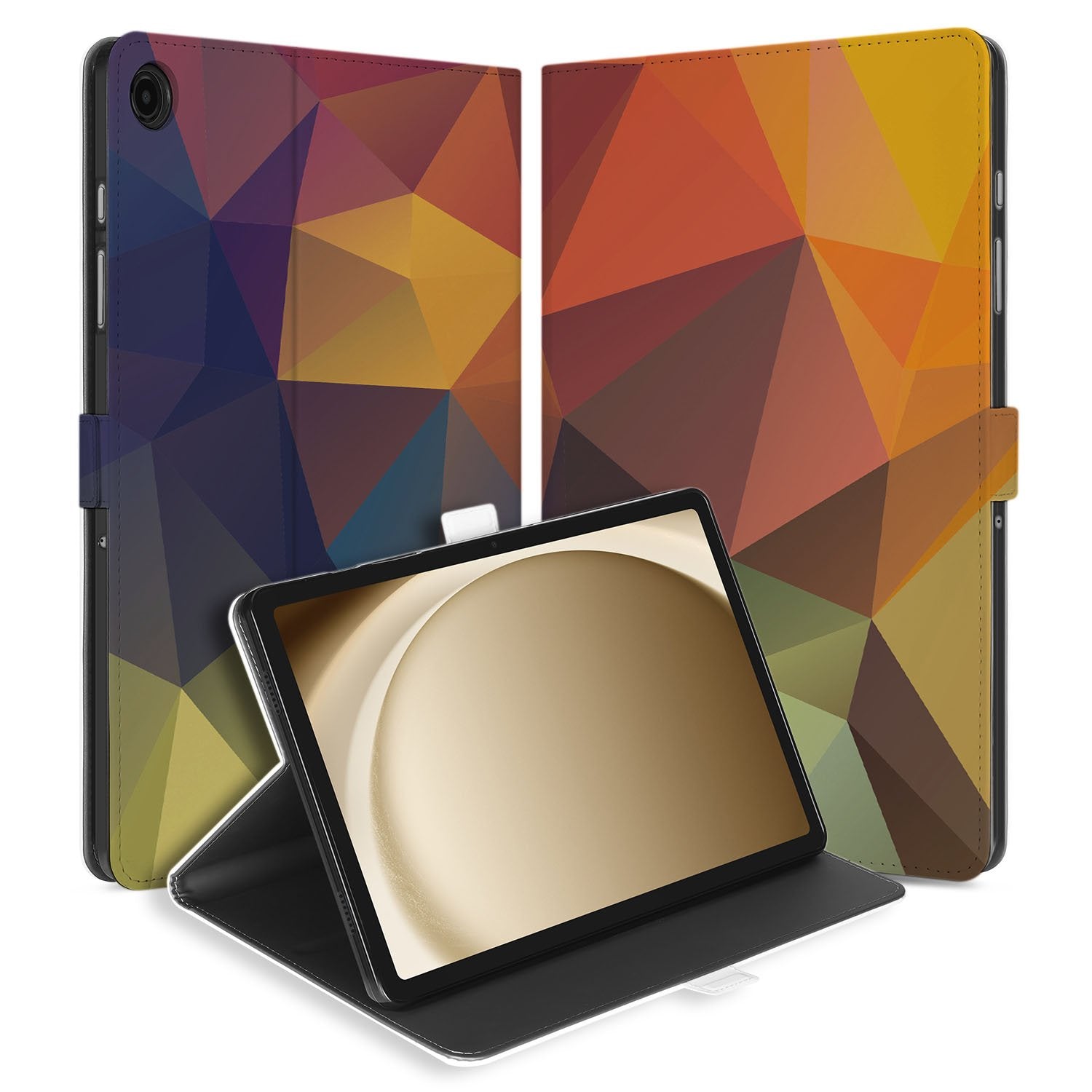 Samsung Galaxy Tab A11 Plus Tablet Hoesje Polygon Color design voorkant achterkant