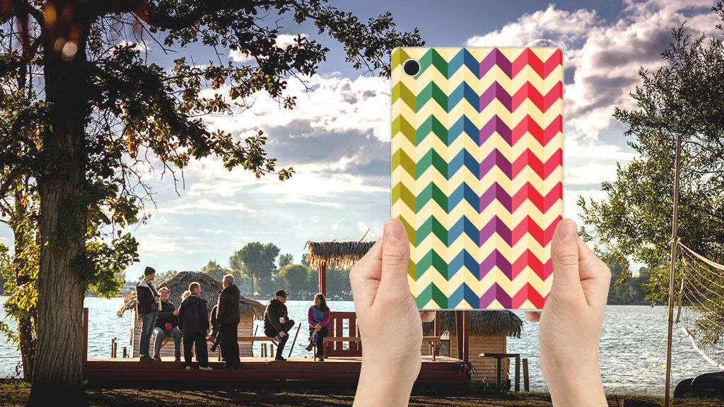 Samsung Galaxy Tab A8 2021/2022 Hippe Hoes Zigzag Multi Color achterkant