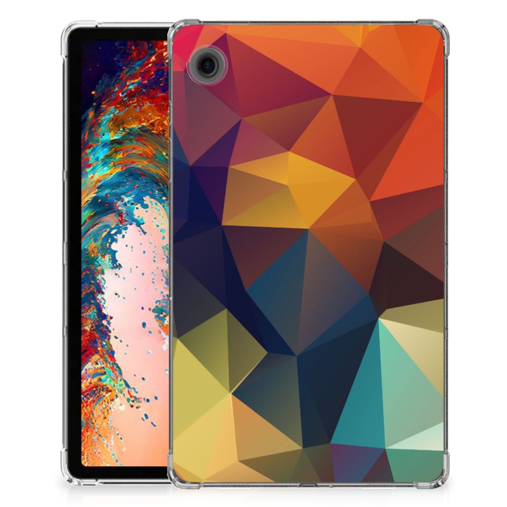 Samsung Galaxy Tab A9 Back Cover Polygon Color kleurrijke driehoeken ontwerp achteraanzicht