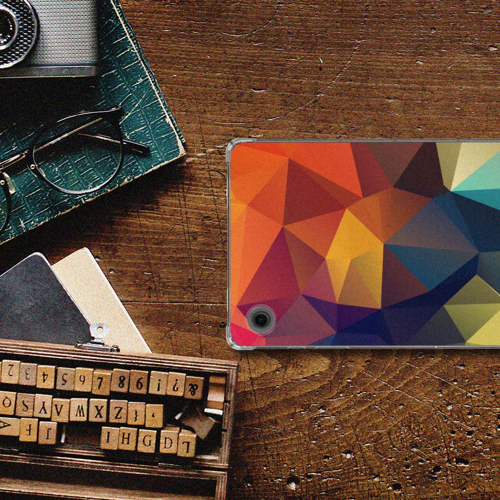 Samsung Galaxy Tab A9 Back Cover Polygon Color kleurige driehoeken abstract design aanzicht