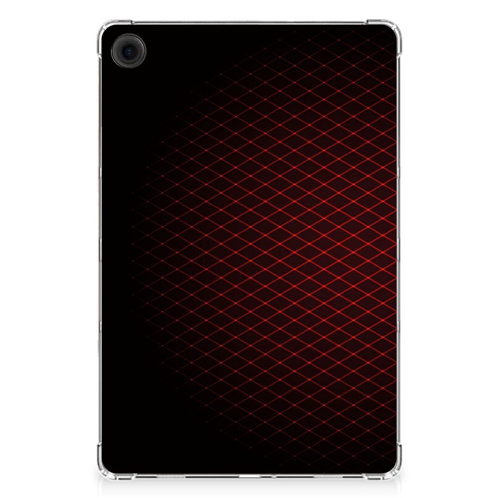 Samsung Galaxy Tab A9 Plus Hippe Hoes Geruit Rood achterkant zwart rood ruitjes