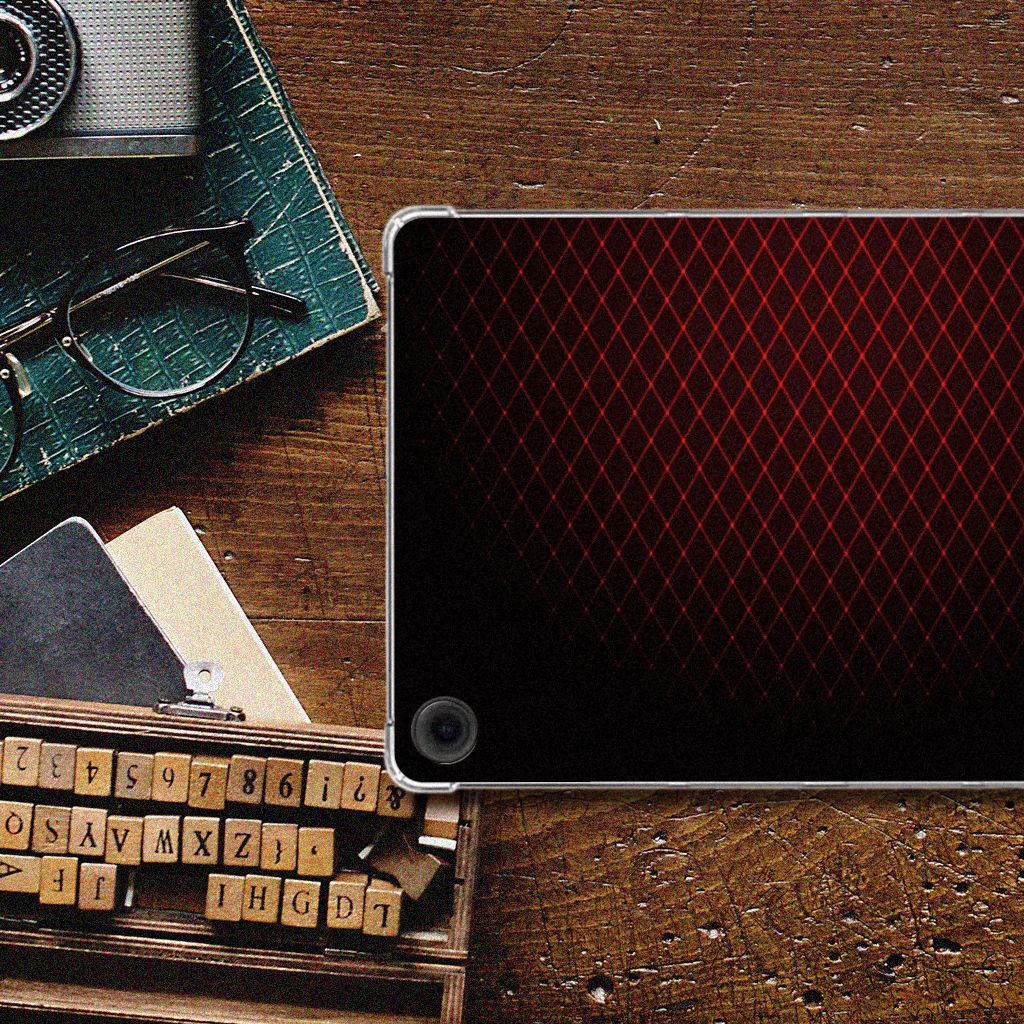 Samsung Galaxy Tab A9 Plus Hippe Hoes Geruit Rood design geruit aanzicht