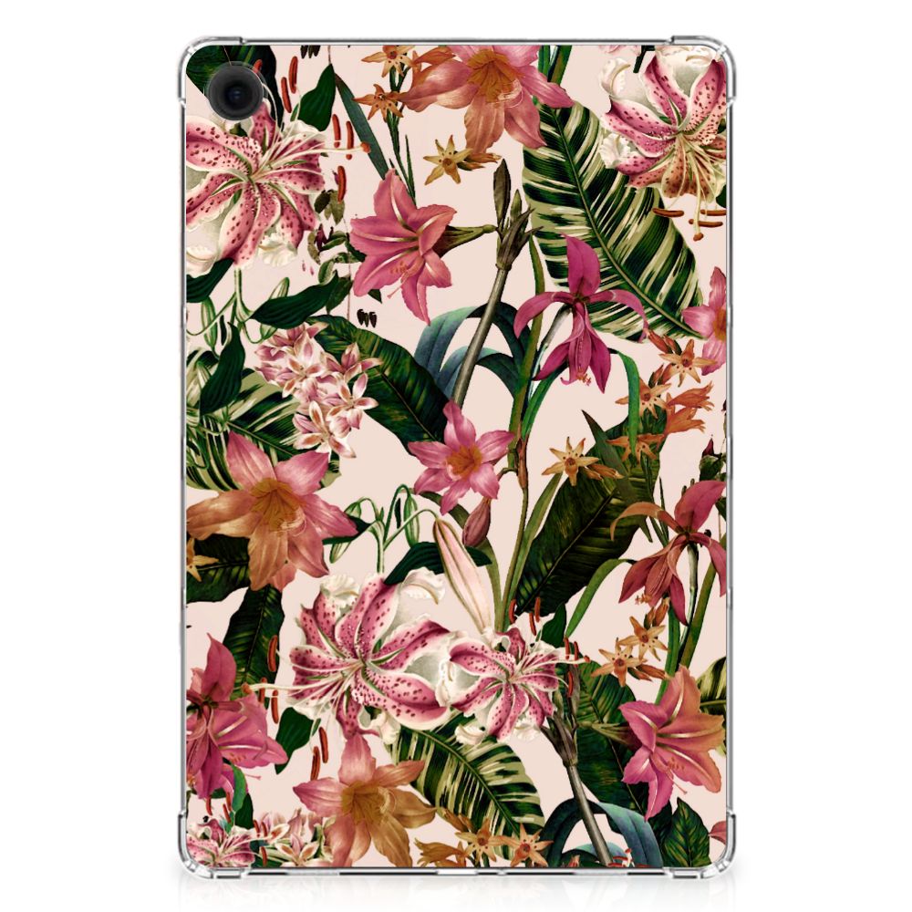 Samsung Galaxy Tab A9 Plus Siliconen Hoesje Flowers bloemen design achterkant