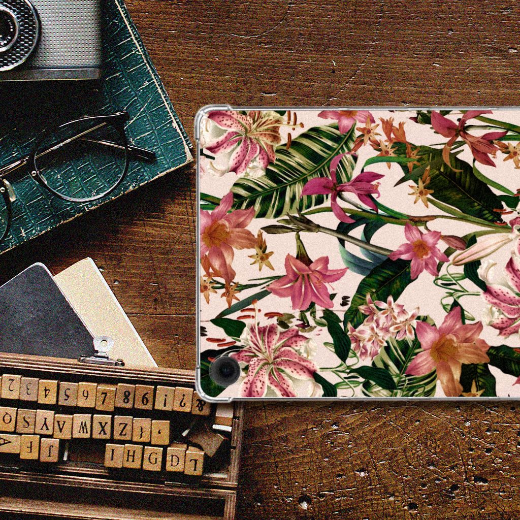 Samsung Galaxy Tab A9 Plus Siliconen Hoesje Flowers bloemen design boven