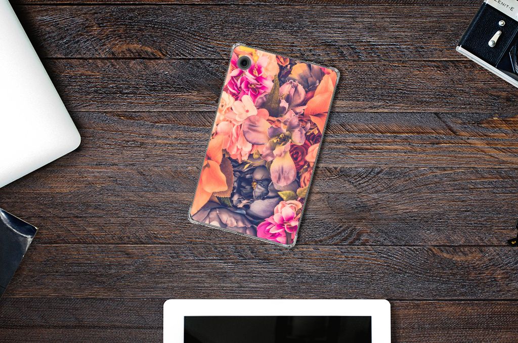 Samsung Galaxy Tab A9 Siliconen Hoesje Bosje Bloemen bloemen design bovenaanzicht