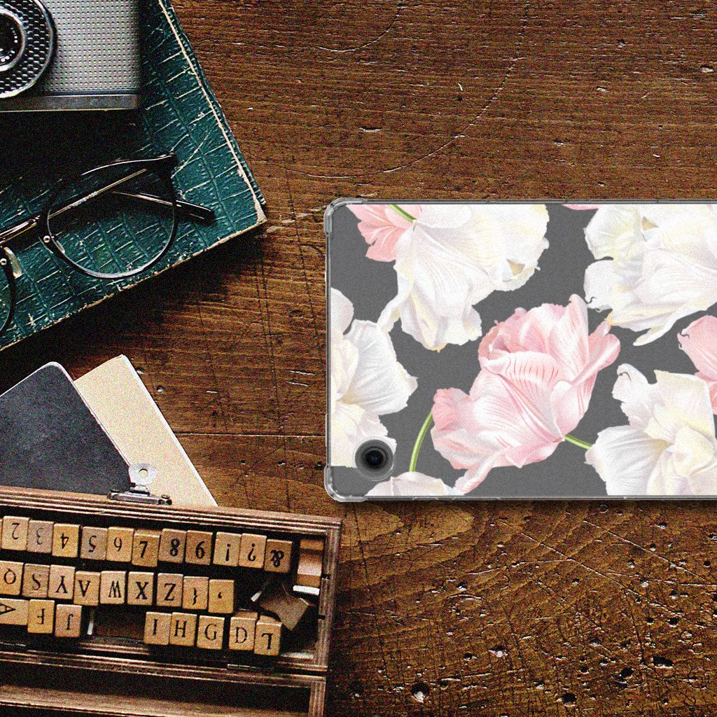 Samsung Galaxy Tab A9 Siliconen Hoesje Lovely Flowers design lovely flowers aanzicht
