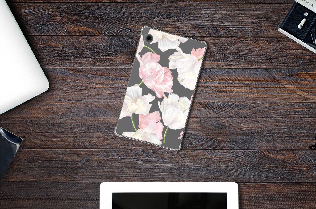 Samsung Galaxy Tab A9 Siliconen Hoesje Lovely Flowers design Lovely Flowers aanzicht boven