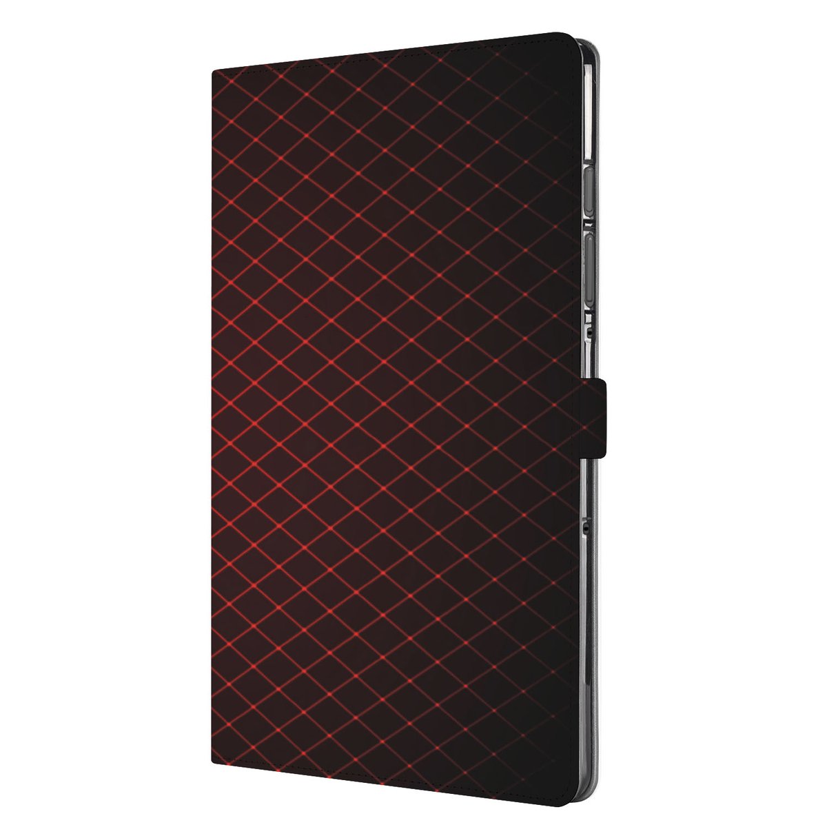 Samsung Galaxy Tab S10 FE Plus Book Case Hoesje met Standaard Geruit Rood ontwerp aanzicht