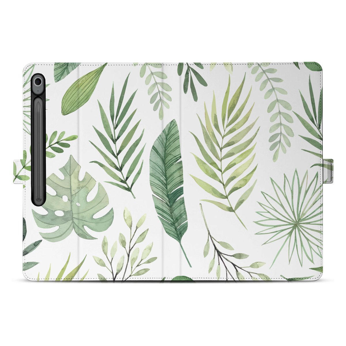 Samsung Galaxy Tab S10 FE Plus Book Case Hoesje met Standaard Leaves bladeren design voorkant
