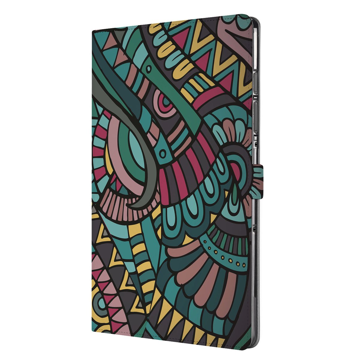 Samsung Galaxy Tab S10 FE Plus Tablet Hoesje Aztec met Standaard designkleurvol zijaanzicht
