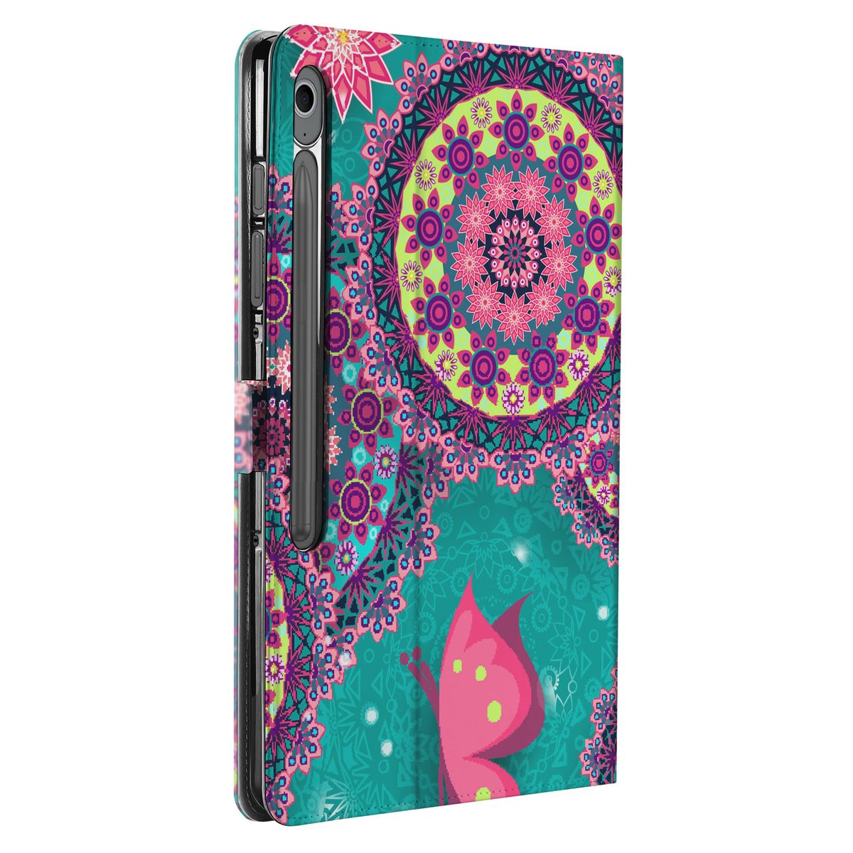 Samsung Galaxy Tab S10 FE Plus hoesje Cirkels en Vlinders zijaanzicht