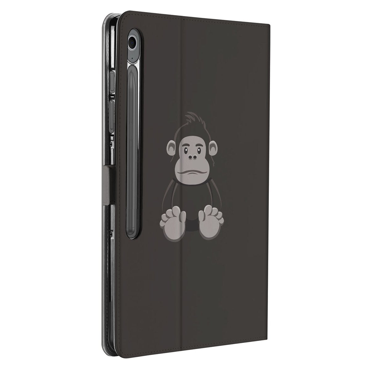Samsung Galaxy Tab S10 FE Plus Tablet Hoesje Gorilla met Standaard zwart gorilla design aanzicht