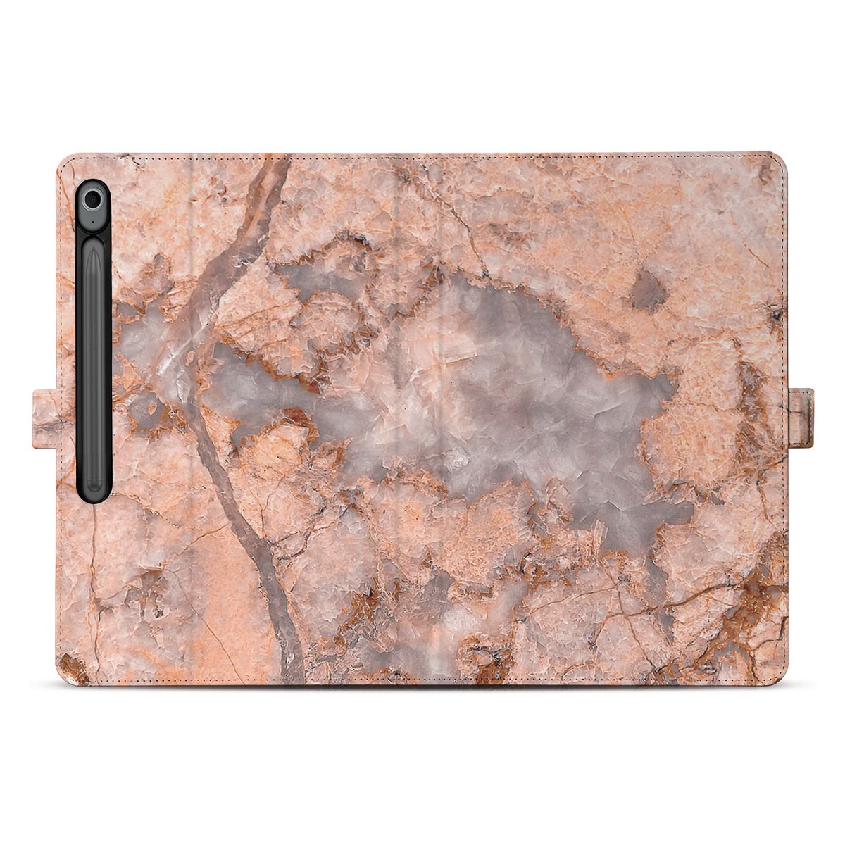 Samsung Galaxy Tab S10 FE Plus Tablet Hoesje Marmer Oranje met Standaard achterkant marmer patroon