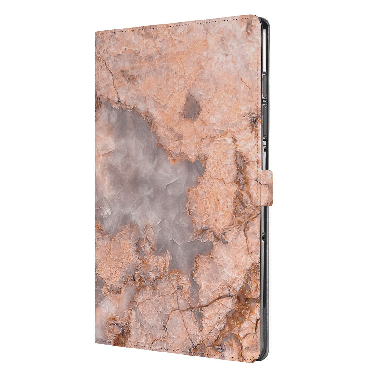 Samsung Galaxy Tab S10 FE Plus Tablet Hoesje Marmer Oranje met Standaard design marmer aanzicht