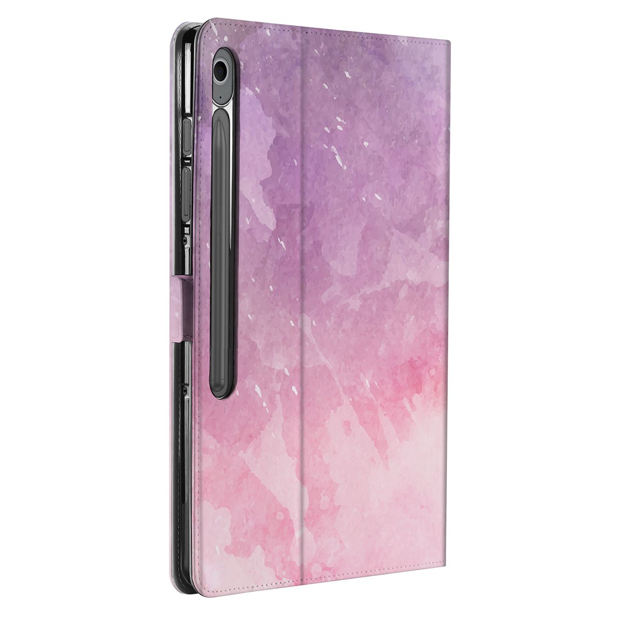 Samsung Galaxy Tab S10 FE Plus Tablet Hoesje Pink Purple Paint met Standaard designnaam vooraanzicht