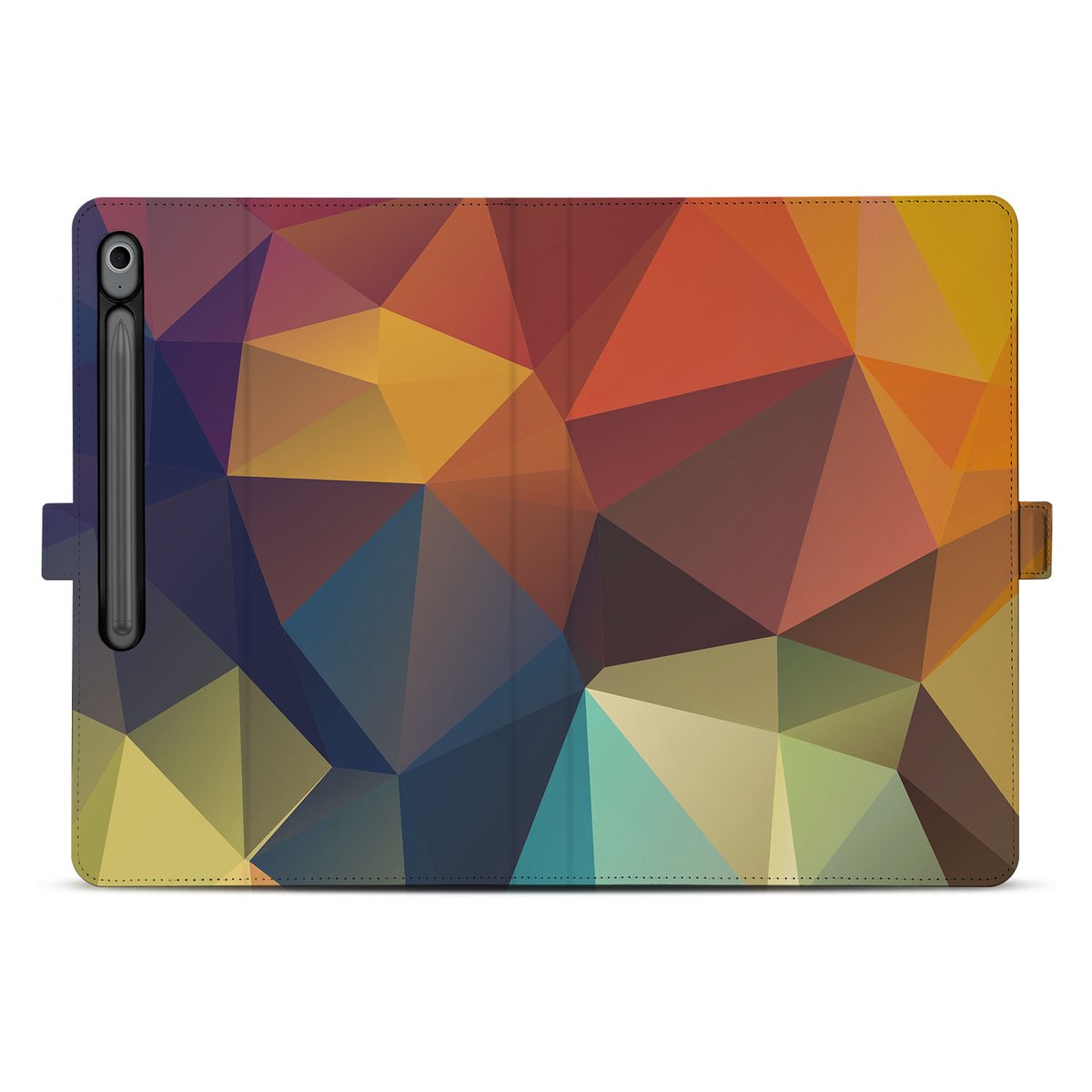 Samsung Galaxy Tab S10 FE Plus Tablet Hoesje Polygon Color voorkant kleurrijk geometrisch design
