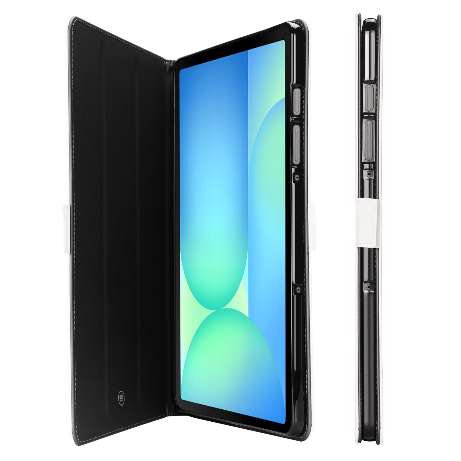 Samsung Galaxy Tab S10 FE / S9 FE Book Cover Hoesje met Standaard - Wit book cover design open aanzicht