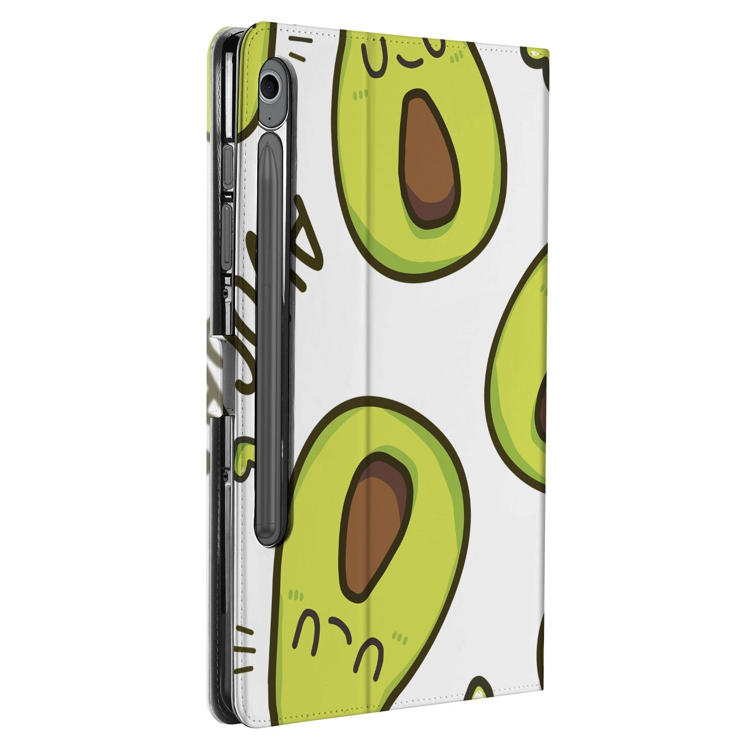Samsung Galaxy Tab S10 FE | Tab S9 FE Book Case Hoesje met Standaard Avocado Singing design avocado zachter vooraanzicht