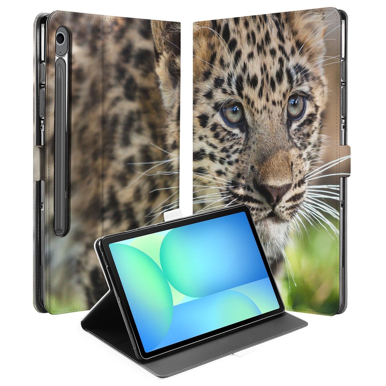 Samsung Galaxy Tab S10 FE Tab S9 FE Book Case Hoesje met Standaard Baby Leopard design leopard voorkant