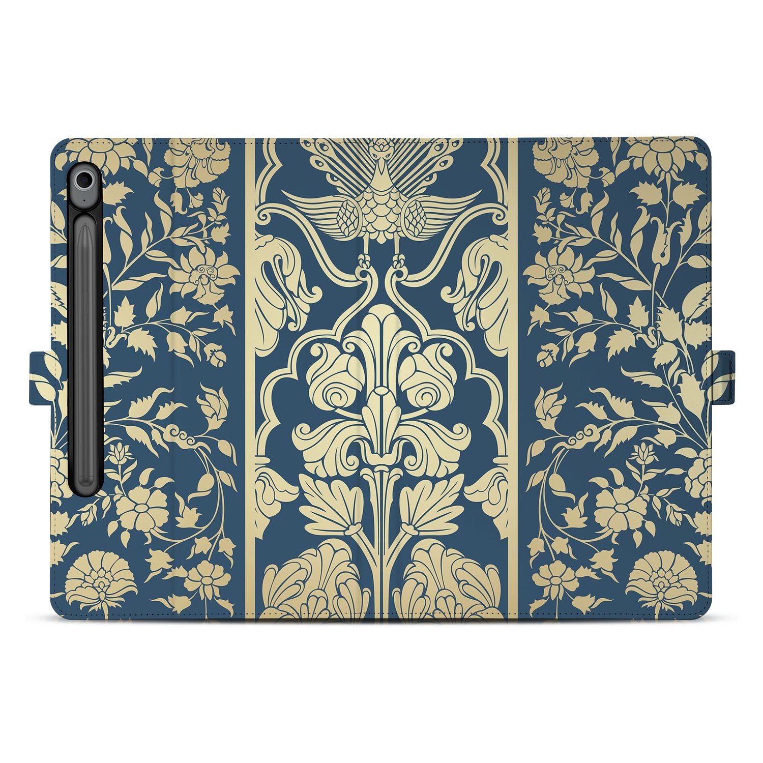 Samsung Galaxy Tab S10 FE | Tab S9 FE Book Case Hoesje met Standaard Beige Flowers ontwerp voorkant