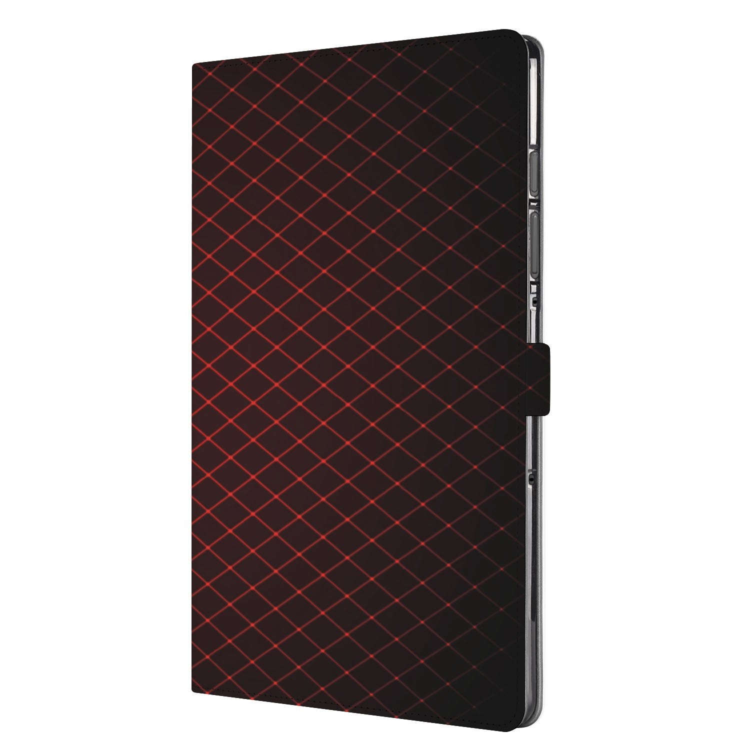 Samsung Galaxy Tab S10 FE | Tab S9 FE Book Case Hoesje met Standaard Geruit Rood design geruit aanzicht