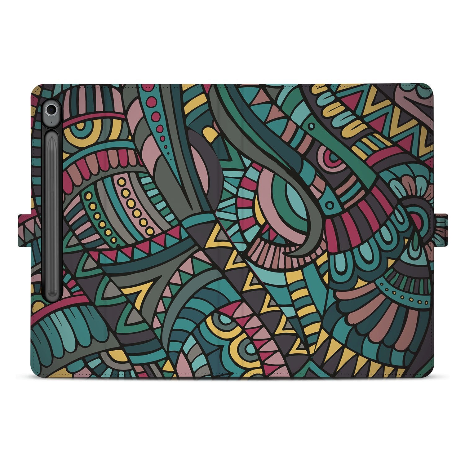 Samsung Galaxy Tab S10 FE | Tab S9 FE Tablet Hoesje Aztec achterkant ontwerp kleurrijk patroon