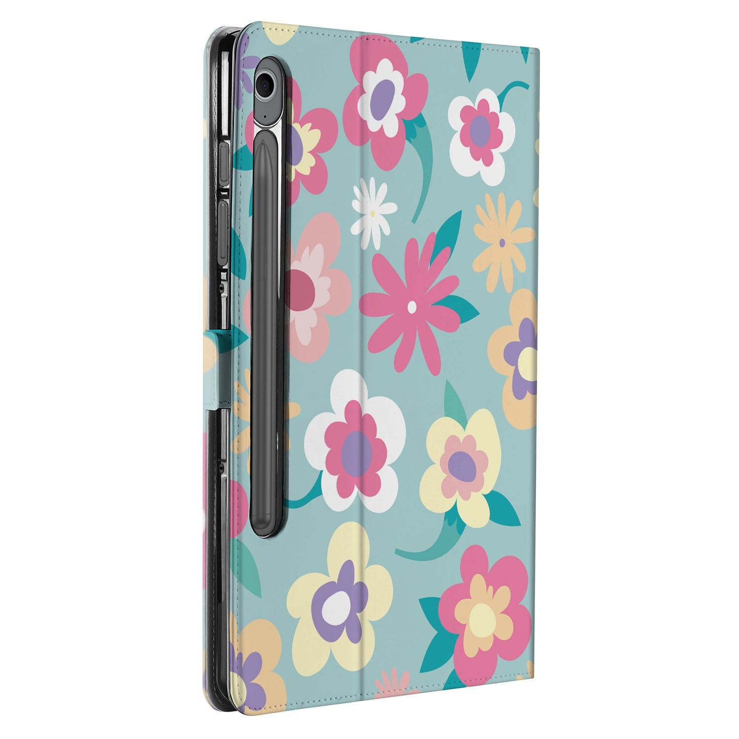 Samsung Galaxy Tab S10 FE | Tab S9 FE Tablet Hoesje Flower Power met Standaard bloem dessin voorkant