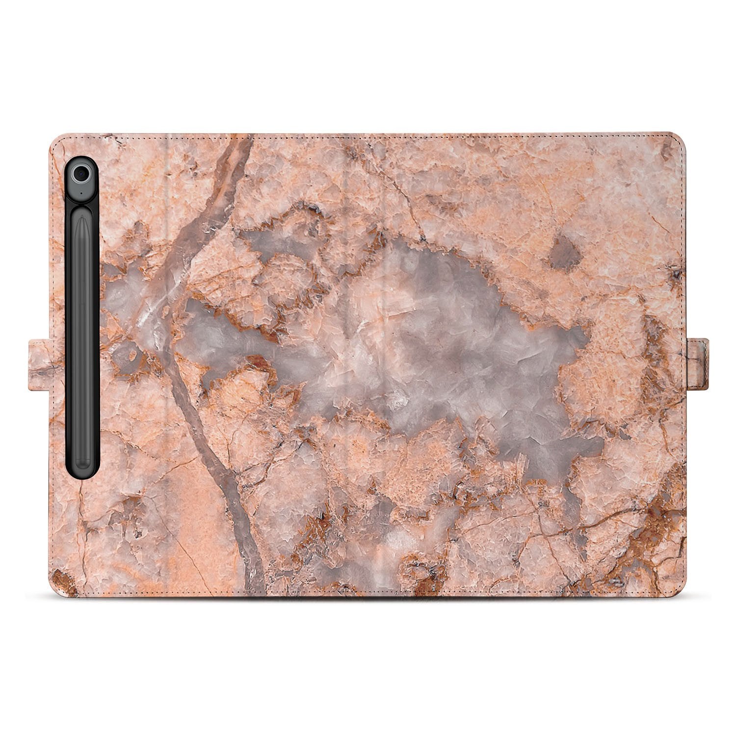 Samsung Galaxy Tab S10 FE | Tab S9 FE Tablet Hoesje Marmer Oranje met Standaard marmer oranje achterkant