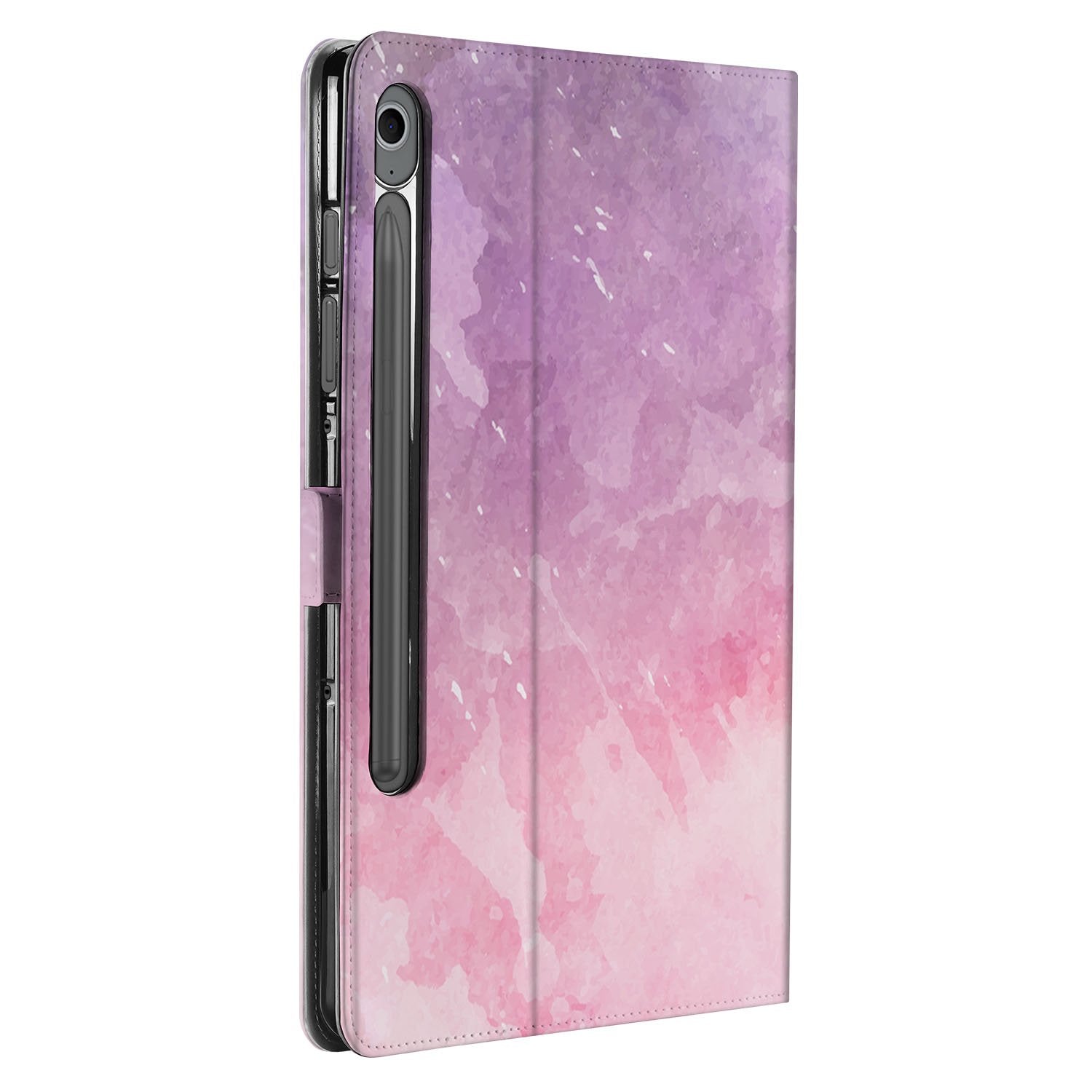 Samsung Galaxy Tab S10 FE | Tab S9 FE Tablet Hoesje Pink Purple Paint met Standaard hoesje roze paars design zijaanzicht