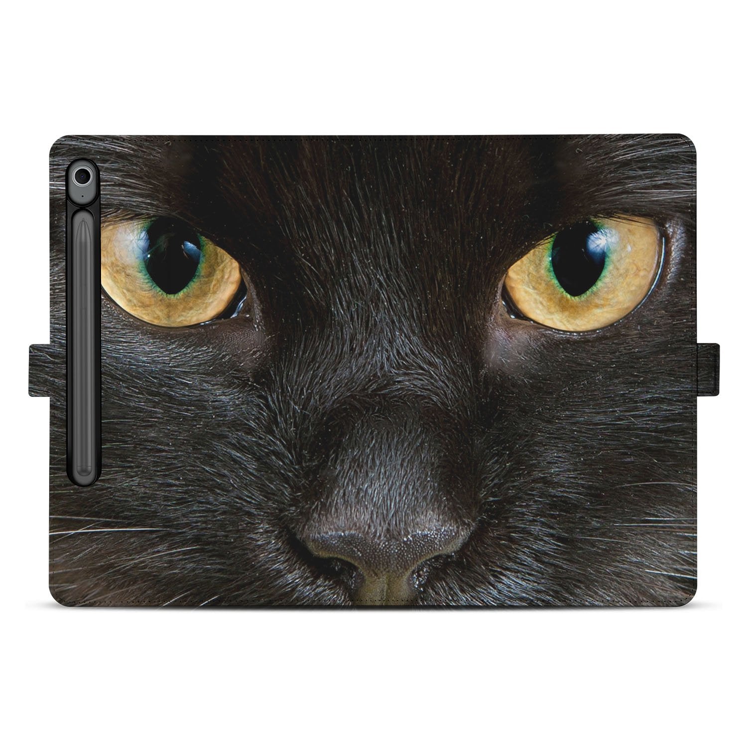 Samsung Galaxy Tab S10 FE | Tab S9 FE Tablet Hoesje Zwarte Kat met Standaard zwart kat design front